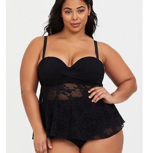 Torrid black lace tankini size 1F